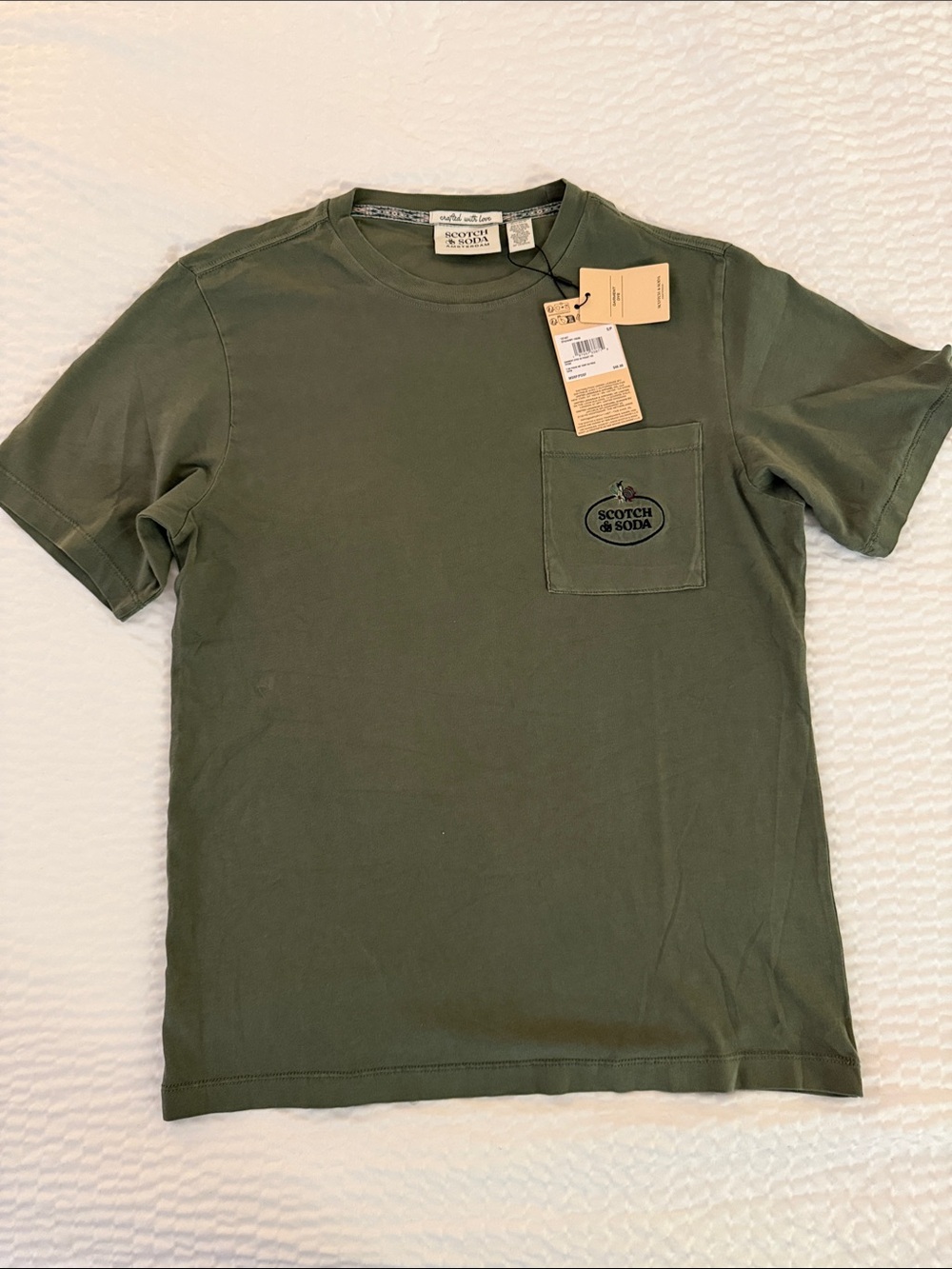 Scotch & Soda Olive Pocket Tee in Military Green